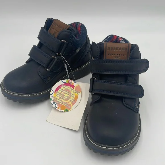 NWT Apakowa toddler water resistant ankle boots navy blue size 25 - Picture 1 of 10